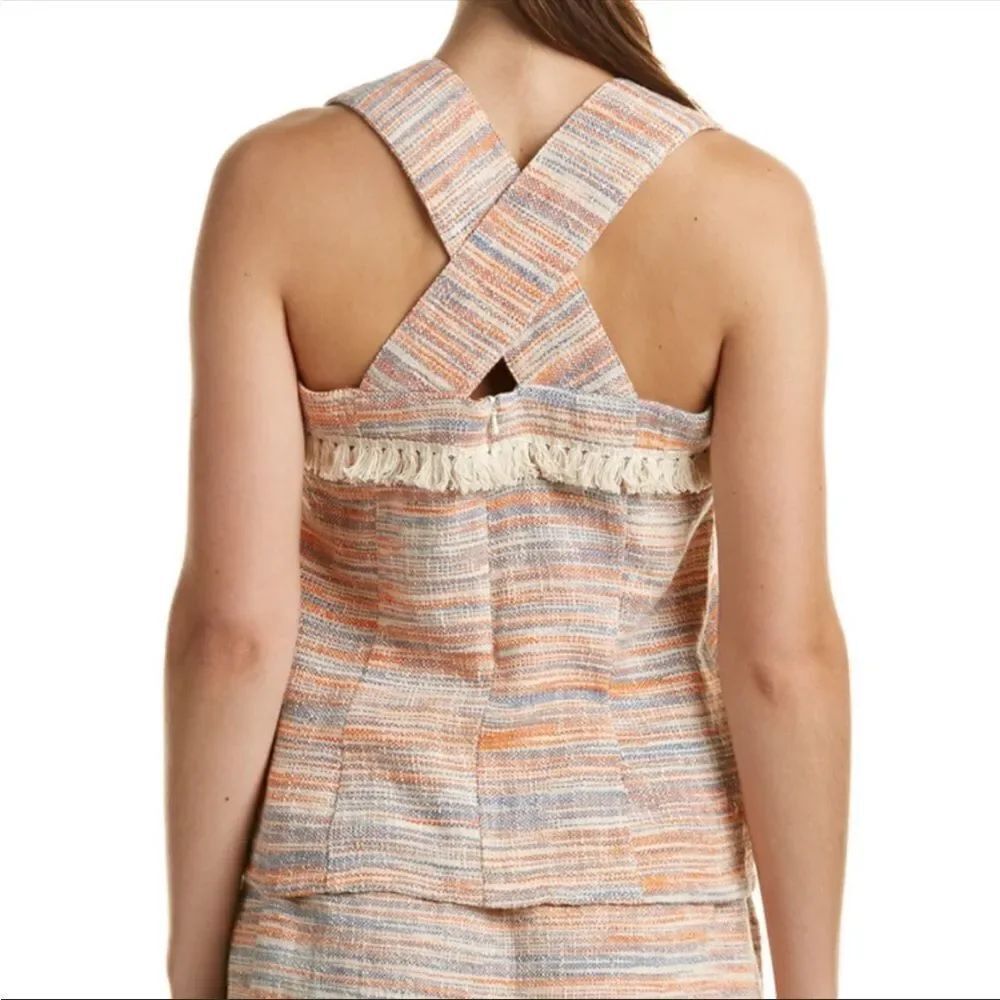 LILLA P | Newport Tweed Style Striped Top Back Crossing Straps Women’s Size S